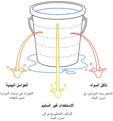 شركة فحص مواسير المياه الكويت 6 أسباب تسرب المياه في المواسير